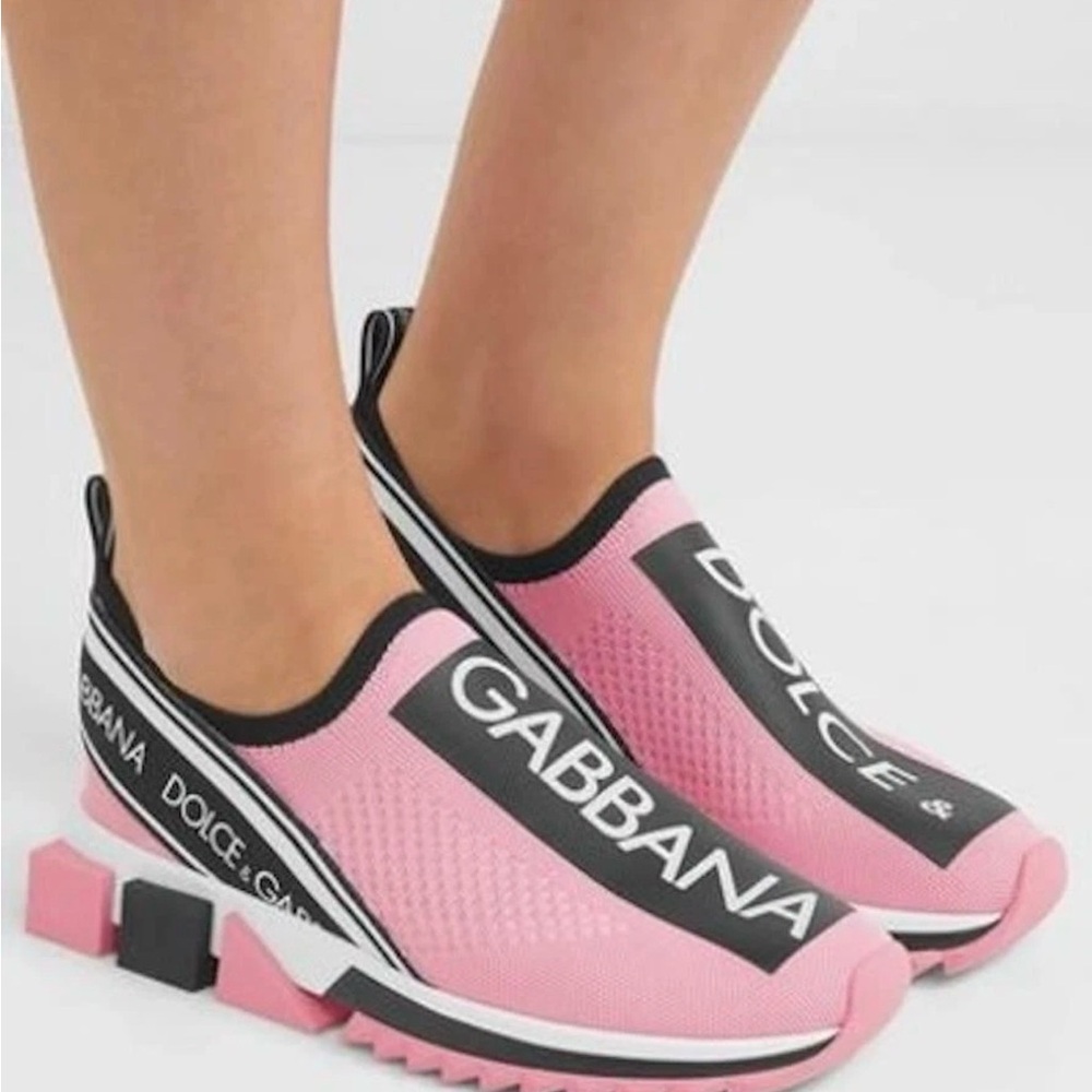 Dolce & Gabbana Women's Pink and Black Sneakers
